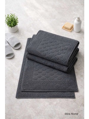 Mira Home 3lü Pamuklu Ayak Havlusu Seti Kabartma Desenli 50X70 cm Antrasit