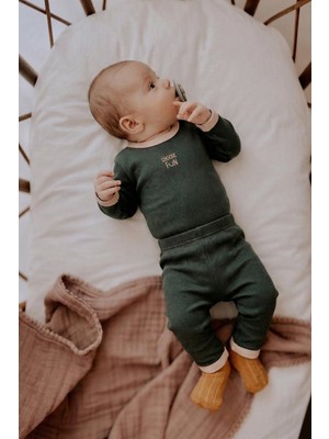 Cigit Nakışlı Uzun Kollu Zıbın Takım 0-3 Yaş Haki Yeşil