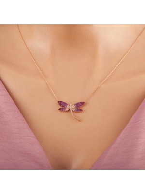 Katre46 925 Ayar Gümüş Rose Yusufçuk Kadın Gümüş Kolye