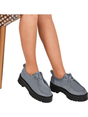 Moosefield Hakiki Deri Gri Kadın Ayakkabı