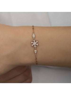 Katre46 925 Ayar Gümüş Rose Kar Tanesi Kadın Bileklik