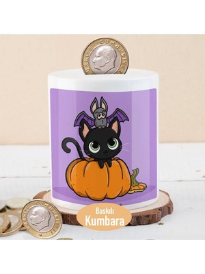 Asilmeydan Siyah Kedi ve Neşeli Yarasa Baskılı Para Birikim KUMBARASI-21479
