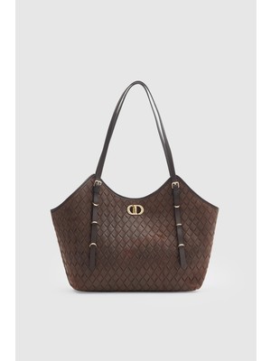 Oggo Suvea Süet Baskılı Hakiki Deri Omuz Çantası