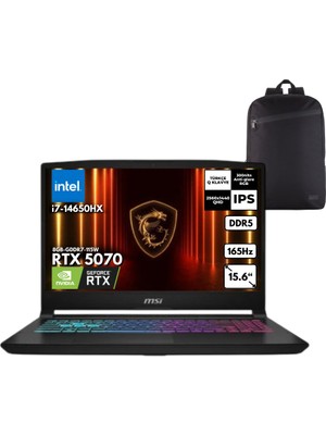 MSI Msı Katana 15 Hx I7-14650HX 64-Gbddr5 2 Tbssd RTX5070 (8GB-GDDR7-115W) 15.6" Qhd Freedos + Zg Sırt Çantası B14WGK-068XTRZG8