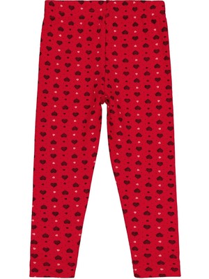 Civil Girls Kalp Desenli 2-5 Yaş Tayt - Kırmızı 3-4 Yaş