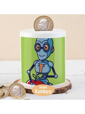 Asilmeydan Mavi Renkli Gülen Robot Baskılı Para Birikim KUMBARASI-2147502
