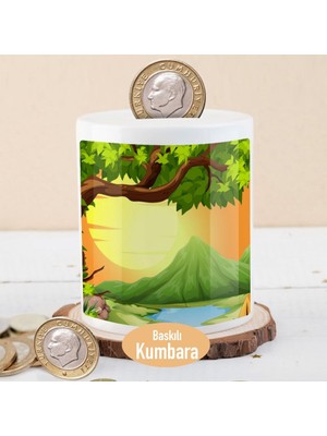 Asilmeydan Ormanda Gün Batımı Seramik Kumbara - 1308-23189 Canlı Renkli Baskı Özelliği