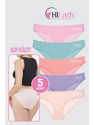 Hilady Kadın Külot, 5li Paket Karışık Renkli Slip Külot Rahat Pamuklu Yumuşak Kumaş