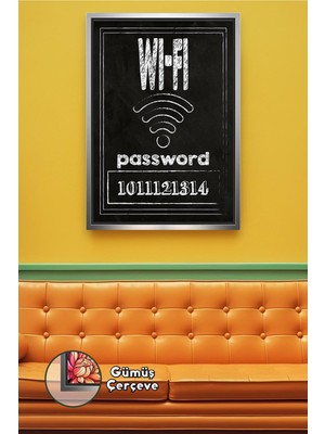 KOSS Dijital Wifi Şifre Yazılı Duvar Tablosu Salon Ofis Mutfak Uyumlu Modern Dekoratif Çerçeveli Kanvas Tablo