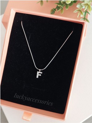 Sakura Accessories Çelik Silver Rodyum  Kaplama Harf Kolye F Harfi