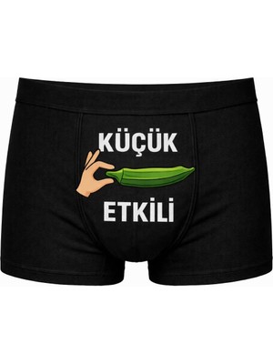 Onudabunuda Baskılı Erkek Boxer Bamya Desenli Komik Eğlenceli Pamuklu Likralı Rahat Kesim Kırmızı Siyah