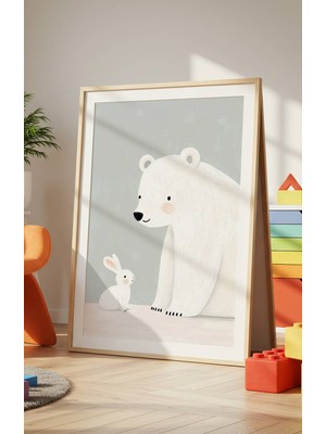 Fuart.Co Kutup Ayısı ve Yavrusu Dijital Baskı Posteri (Çerçevesiz) Çocuk Odası Için Poster Nufu