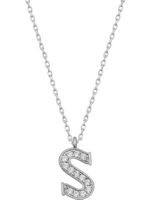 Katre46 925 Ayar Gümüş Rodyum Kaplama S Harfi Kadın Gümüş Kolye
