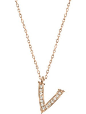 Katre46 925 Ayar Gümüş Rose V Harfi Kadın Gümüş Kolye