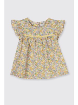 Panço Liberty Kumaş Çiçek Desenli Kız Çocuk Bluz