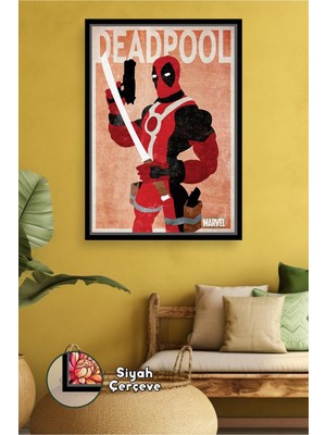 KOSS Dijital Deadpool Marvel Duvar Dekoru Çerçeveli Kanvas Tablo Oyun Odası Erkek Odası Modern Tasarım