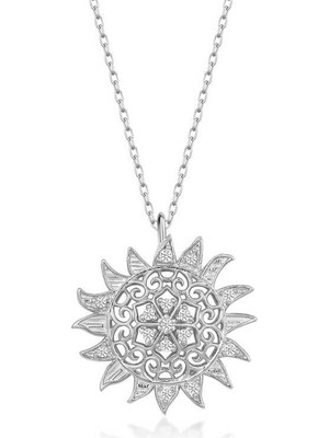 Katre46 925 Ayar Gümüş Güneş Kadın Kolye