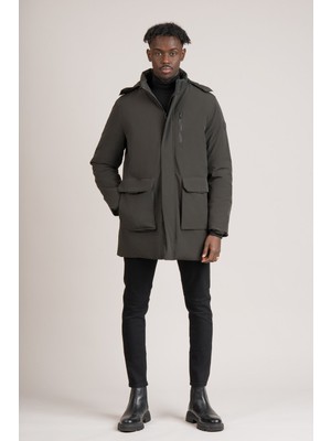 FBI Regular Fit Çıkartılabilir Kapşonlu Suya Dayanıklı Konforlu Termal Kaban