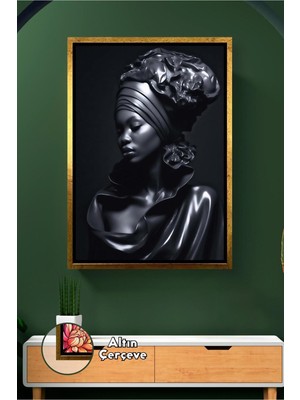 KOSS Dijital Siyah Afrikalı Kadın Temalı Dekoratif Duvar Panosu Modern Sanat Stili Çerçeveli Kanvas Tablo
