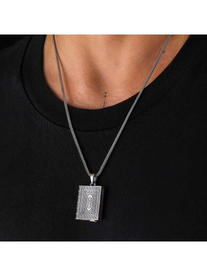 Katre46 Gümüş Kare Içi Açılabilen Muskalık Kolye