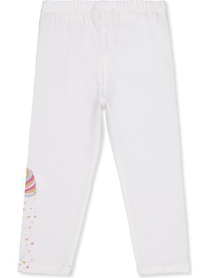 Civil Girls Unicorn Baskılı 2-5 Yaş Tayt - Ekru 3-4 Yaş