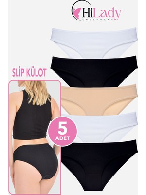 Hilady Kadın Külot, 5li Paket Karışık Renkli Slip Külot Rahat Pamuklu Yumuşak Kumaş