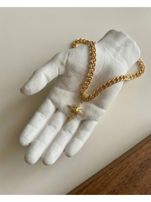 Milena Blake Kutup Yıldızı Gold Kolye, Çelik Kutup Yıldızı Kolye