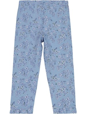 Civil Girls Mavi Çiçek Baskılı Tayt 3-4 Yaş Kız Çocuklar İçin Dar Paça Özel Tasarım