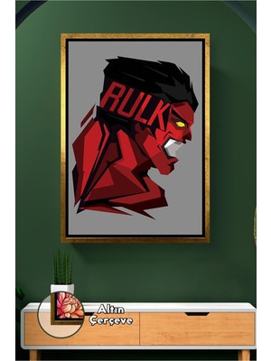 KOSS Dijital Red Hulk Çerçeveli Kanvas Tablo Marvel Süper Kahraman Duvar Dekoru Genç Odası Oyun Alanı
