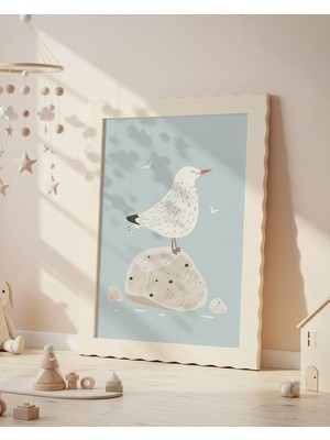 Fuart.Co Güvercin Kayada Dijital Baskı Posteri (Çerçevesiz) Çocuk Odası Için Poster Nufu
