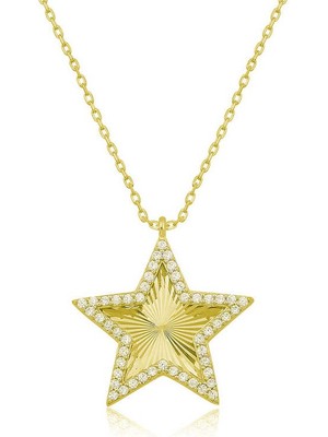 Katre46 Gümüş Gold Fırfır Desenli Yıldız Kadın Kolye