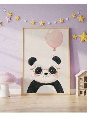 Fuart.Co Gözlüklü Panda Dijital Baskı Posteri (Çerçevesiz) Çocuk Odası Için Poster Nufu