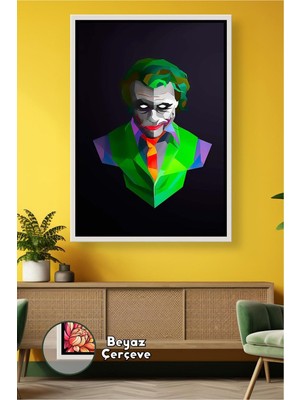 KOSS Dijital Joker Yüz Portresi Renkli Duvar Dekoru Modern Salon Ofis Erkek Odası Için Çerçeveli Kanvas Tablo