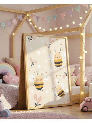 Fuart.Co Üç Sevimli Arı Dijital Baskı Posteri (Çerçevesiz) Çocuk Odası Için Poster Nufu