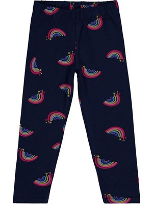 Civil Girls Rainbow Baskılı 2-5 Yaş Tayt - Lacivert 5-6 Yaş