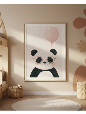 Fuart.Co Gözlüklü Panda Dijital Baskı Posteri (Çerçevesiz) Çocuk Odası Için Poster Nufu