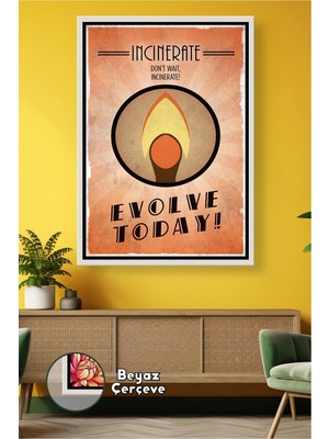 KOSS Dijital Berber ve Kuaförler Için Motivasyon Afişi Alev Tasarım Duvar Dekoru Çerçeveli Kanvas Tablo