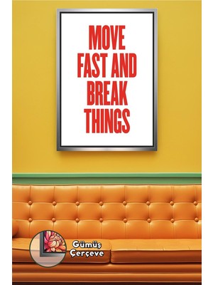 KOSS Dijital Hareket Temalı Ingilizce Yazılı Duvar Tablosu Kırmızı Tipografi Ofis Salon Çerçeveli Kanvas Tablo