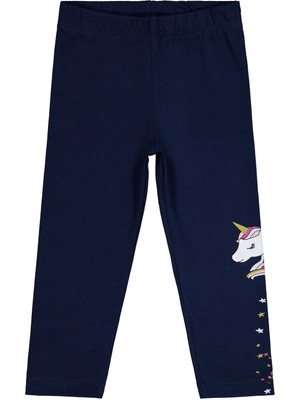 Civil Girls Unicorn Baskılı 2-5 Yaş Tayt - Lacivert 2-3 Yaş