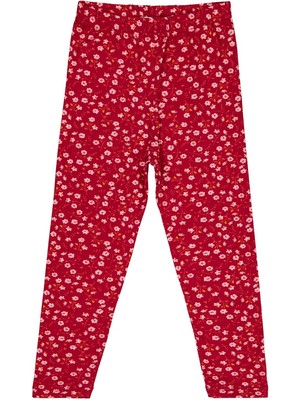 Civil Girls Çiçek Baskılı 6-9 Yaş Tayt - Bordo 8-9 Yaş