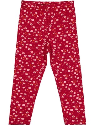 Civil Girls Çiçek Baskılı 2-5 Yaş Tayt - Bordo 5-6 Yaş