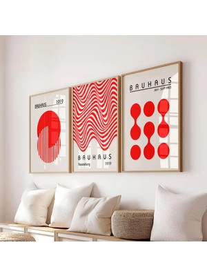 Pam Studio Bauhaus Tarzı Minimalist Geometrik 3’lü Tablo Seti – Modern Sanat Posterleri Duvar Dekoru