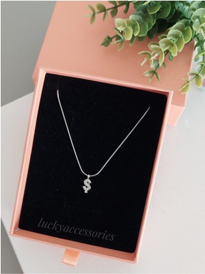 Sakura Accessories Çelik Silver Rodyum  Kaplama Harf Kolye Ş Harfi