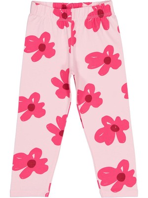 Civil Girls Büyük Çiçek Desenli 2-5 Yaş Tayt - Pembe 3-4 Yaş