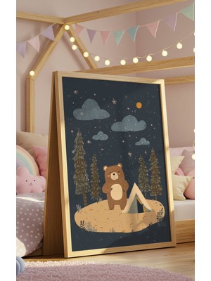 Fuart.Co Ayıcık Kampta Dijital Baskı Posteri (Çerçevesiz) Çocuk Odası Için Poster Nufu