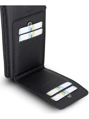 Gp Iguana Avjin 6.9 Inch Uyumlu Deri Kılıf Cüzdan Askılı Erc1 Siyah