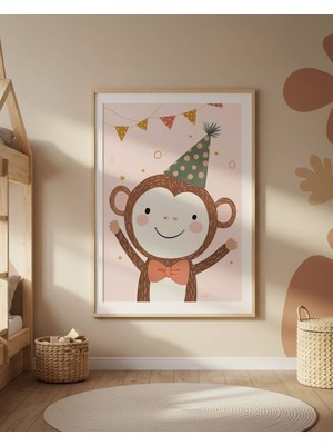 Fuart.Co Maymun Partide Dijital Baskı Posteri (Çerçevesiz) Çocuk Odası Için Poster Nufu