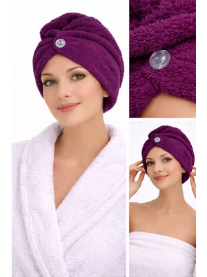 Caspara Kadın Mikrofiber Saç Bonesi I Düğmeli Lastikli I Hızlı Kuruyan Saç Havlusu