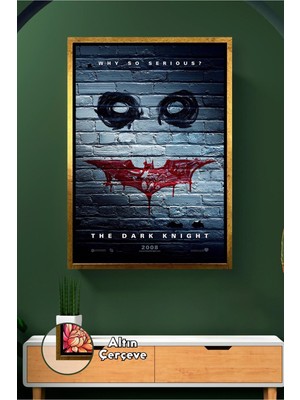 KOSS Dijital Joker Dark Knight Temalı Duvar Tablosu Ev Sinema Odası Erkek Odası Dekoru Çerçeveli Kanvas Tablo