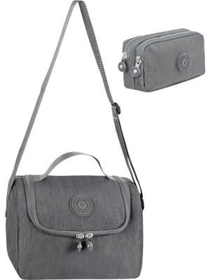 Çantaland 2’li Set Krinkıl Kumaş Termal Beslenme Çantası + Çift Bölmeli Kalemlik